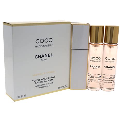 chanel coco mademoiselle eau de parfum twist and spray 3x20ml|coco mademoiselle Chanel recharge refill.